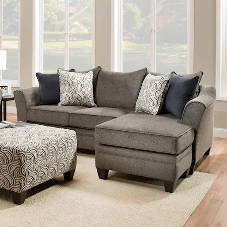 Transitional Sofa Chaise with Flared Arms